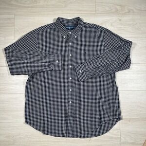 Polo Ralph Lauren Shirt Mens XXL Classic Fit Black Check Button Down Long Sleeve